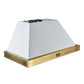 FORNO Vittorio 48" 600 CFM Wall Mount Range Hood in White and Antique Brass Trim with Remote Control, FRHWM5078-48WHT