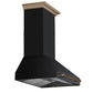 FORNO Aria 30" 600 CFM Convertible Wall Mount Range Hood with Black Hood and Antique Brass Accents, FRHWM5095-30BLK