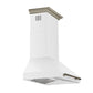 FORNO Aria 30" 600 CFM Convertible Wall Mount Range Hood with White Hood and Antique Brass Accents, FRHWM5095-30WHT