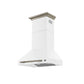 FORNO Aria 30" 600 CFM Convertible Wall Mount Range Hood with White Hood and Antique Brass Accents, FRHWM5095-30WHT