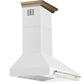 FORNO Aria 48" 1200 CFM Convertible Wall Mount Range Hood with White Hood and Antique Brass Accents, FRHWM5095-48WHT
