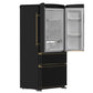 FORNO Espresso Luigi 33" 18 cu. ft. French Door Refrigerator in Black with Antique Brass Handles, FFFFD1791-33BLK