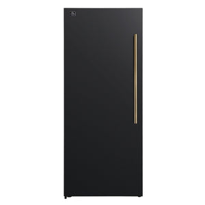 FORNO Maderno 28" 13.6 cu. ft. Left Swing Convertible Upright Freezer/Refrigerator in Black with Antique Brass Handle, FFFFD1722-28BLK-LS