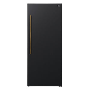 FORNO Maderno 28" 13.6 cu. ft. Right Swing Convertible Upright Freezer/Refrigerator in Black with Antique Brass Handle, FFFFD1722-28BLK-RS