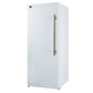 FORNO Maderno 32" 13.6 cu.ft. Left Swing Convertible Refrigerator and Freezer with Modern Trim Kit in White with Antique Brass Handles, FFFFD1722-32LMG-WHT