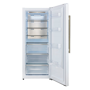 FORNO Maderno 32" 13.6 cu.ft. Right Swing Convertible Refrigerator and Freezer with Modern Trim Kit in White with Antique Brass Handles, FFFFD1722-32RMG-WHT