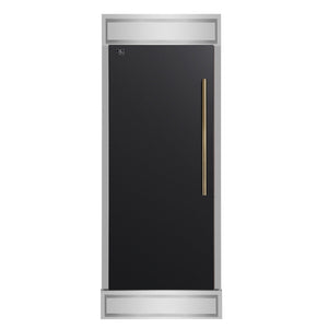 FORNO Maderno 32" 13.6 cu.ft. Left Swing Built-In Convertible Refrigerator/Freezer in Black with Antique Brass Handle and Modern Trim, FFFFD1722-32LMG-BLK