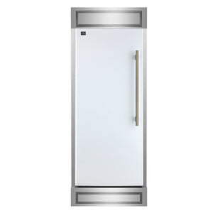 FORNO Maderno 32" 13.6 cu.ft. Left Swing Convertible Refrigerator and Freezer with Modern Trim Kit in White with Antique Brass Handles, FFFFD1722-32LMG-WHT