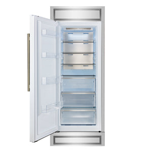 FORNO Maderno 32" 13.6 cu.ft. Left Swing Convertible Refrigerator and Freezer with Modern Trim Kit in White with Antique Brass Handles, FFFFD1722-32LMG-WHT