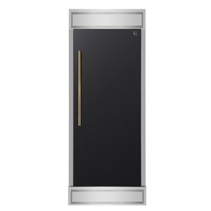 FORNO Maderno 32" 13.6 cu.ft. Right Swing Built-In Convertible Refrigerator/Freezer in Black with Antique Brass Handle and Modern Trim, FFFFD1722-32RMG-BLK