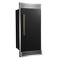 FORNO Maderno 32" 13.6 cu.ft. Right Swing Built-In Convertible Refrigerator/Freezer in Black with Antique Brass Handle and Grill Trim, FFFFD1722-32RSG-BLK