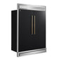 FORNO Maderno 60" 27.2 cu. ft. Convertible Refrigerator and Freezer with Modern Trim Kit in Black with Antique Brass Handles, FFFFD1722-60MG-BLK