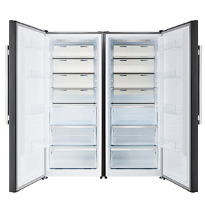 FORNO Maderno 60" 27.2 cu. ft. Convertible Refrigerator and Freezer with Modern Trim Kit in Black with Antique Brass Handles, FFFFD1722-60MG-BLK