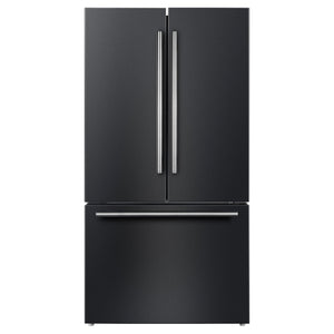 FORNO Rivello 36" French Door Standard Depth Refrigerator with Water and Ice Dispenser in Black with Stainless Steel Accents, FFFFD1783-36BLK