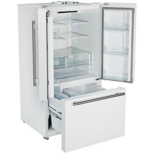 FORNO Rivello 36" French Door Standard Depth Refrigerator with Water and Ice Dispenser in White with Stainless Steel Accents, FFFFD1783-36WHT