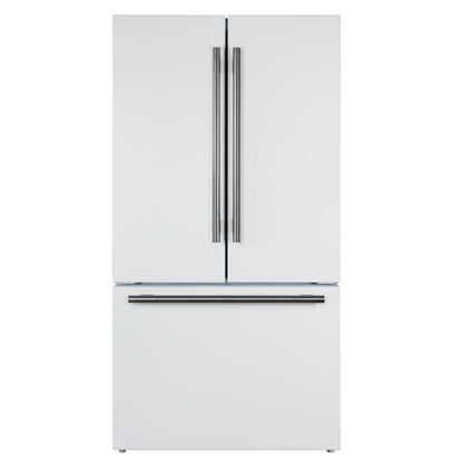 FORNO Rivello 36" French Door Standard Depth Refrigerator with Water and Ice Dispenser in White with Stainless Steel Accents, FFFFD1783-36WHT