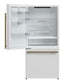 FORNO Espresso Milano 31" 17.2 cu. ft. Left Swing Refrigerator and Bottom Freezer with Ice Maker in White and Antique Brass Handles, FFFFD1786-31WHT