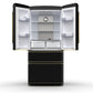 FORNO Espresso Luigi 33" 18 cu. ft. French Door Refrigerator in Black with Antique Brass Handles, FFFFD1791-33BLK