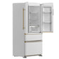 FORNO Espresso Luigi 33" 18 cu. ft. French Door Refrigerator in White with Antique Brass Handles, FFFFD1791-33WHT