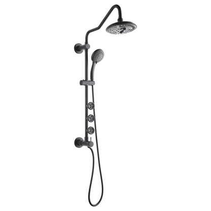 FORNO AcquaSPA System with 8" 6 Function Rainfall Shower Head, 5-in-1 Handheld Shower and 3 Function Adjustable Body Jet in Matte Black