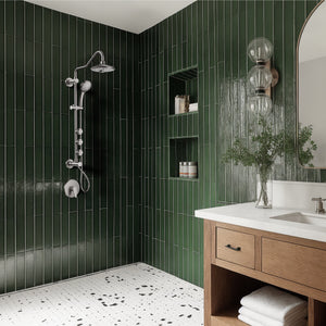 FORNO AcquaSPA System with 8" 6 Function Rainfall Shower Head, 5-in-1 Handheld Shower and 3 Function Adjustable Body Jet in Brushed Nickel