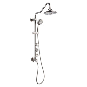 FORNO AcquaSPA System with 8" 6 Function Rainfall Shower Head, 5-in-1 Handheld Shower and 3 Function Adjustable Body Jet in Brushed Nickel