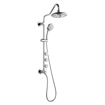 FORNO AcquaSPA System with 8" 6 Function Rainfall Shower Head, 5-in-1 Handheld Shower and 3 Function Adjustable Body Jet in Polished Chrome