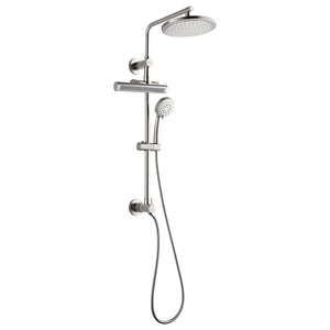 FORNO AcquaFALL Shower System with 9" Rainfall Shower Head, 5-in-1 Handheld Shower and 3 Function Body Jet in Brushed Nickel