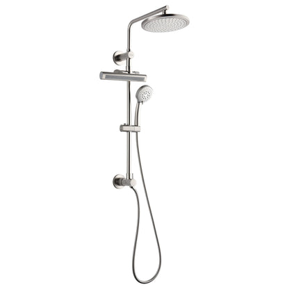FORNO AcquaFALL Shower System with 9" Rainfall Shower Head, 5-in-1 Handheld Shower and 3 Function Body Jet in Brushed Nickel