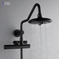 FORNO AcquaFALL Traditional Arm Shower System with 8" 6 Function Rainfall Shower Head, 5-in-1 Handheld Shower and 3 Function Body Jet in Matte Black