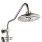 FORNO AcquaFALL Traditional Arm Shower System with 8" 6 Function Rainfall Shower Head, 5-in-1 Handheld Shower and 3 Function Body Jet in Brushed Nickel