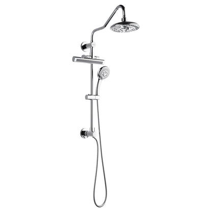 FORNO AcquaFALL Traditional Arm Shower System with 8" 6 Function Rainfall Shower Head, 5-in-1 Handheld Shower and 3 Function Body Jet in Polished Chrome