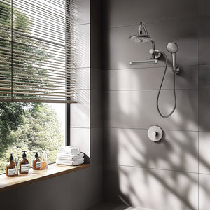 FORNO AcquaFALL Mini Spa System with 8" 6 Function Rainfall Shower Head, 5-in-1 Handheld Shower and 3 Function Body Jet in Brushed Nickel