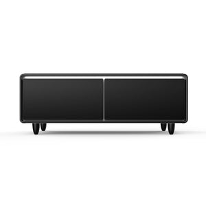 FORNO Evoluto  51" Smart Coffee Table – Dual Fridge Drawers, Bluetooth Audio, Wireless Charging, RGB Light in Black with Wood Accents, FCTFR7006-51WD