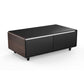 FORNO Evoluto  51" Smart Coffee Table – Dual Fridge Drawers, Bluetooth Audio, Wireless Charging, RGB Light in Black with Wood Accents, FCTFR7006-51WD