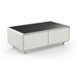FORNO Evoluto  51" Smart Coffee Table – Dual Fridge Drawers, Bluetooth Audio, Wireless Charging, RGB Light in Black in White, FCTFR7006-51WHT