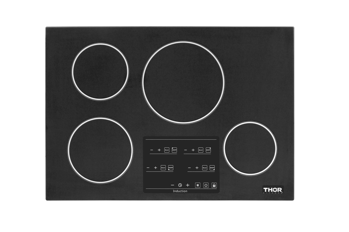 THOR Kitchen 30 in. Glass Induction Cooktop in Black with 4 Elements, TEC3001iC1