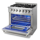 THOR 36 Inch Professional Dual Fuel Range in Stainless Steel – HRD3606U