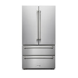 THOR Kitchen - 4-Piece Kitchen Package - 36" Gas Range, 36" Wall Mount Range Hood, 24" Dishwasher & 36" Refrigerator