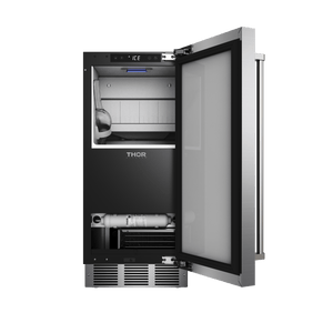 THOR Kitchen 15" Gourmet Ice Maker with Drain Pump in Stainless Steel, TIM1502