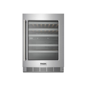 THOR Kitchen 24" 4.9 cu. ft. 46 Bottle Dual Zone Wine Cooler with LED Lights, TWC24UD