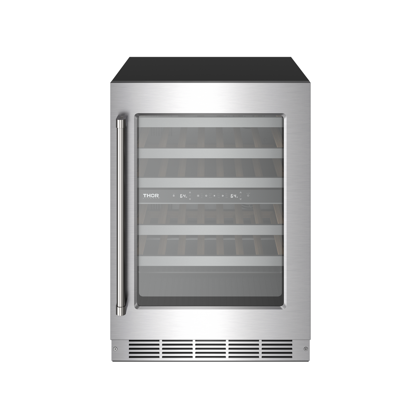 THOR Kitchen 24" 4.9 cu. ft. 46 Bottle Dual Zone Wine Cooler with LED Lights, TWC24UD
