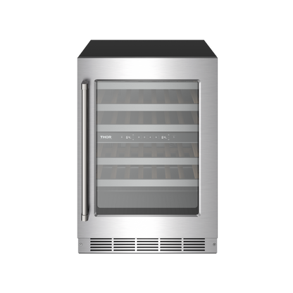 THOR Kitchen 24" 4.9 cu. ft. 46 Bottle Dual Zone Wine Cooler with LED Lights, TWC24UD