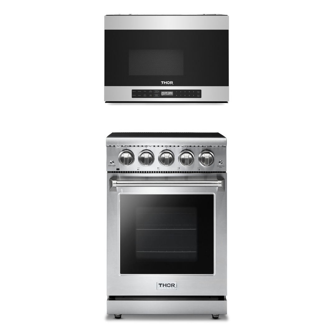 THOR Kitchen Package - 24" Professional Electric Range, Over the Range Microwave, AP-HRE2401-2