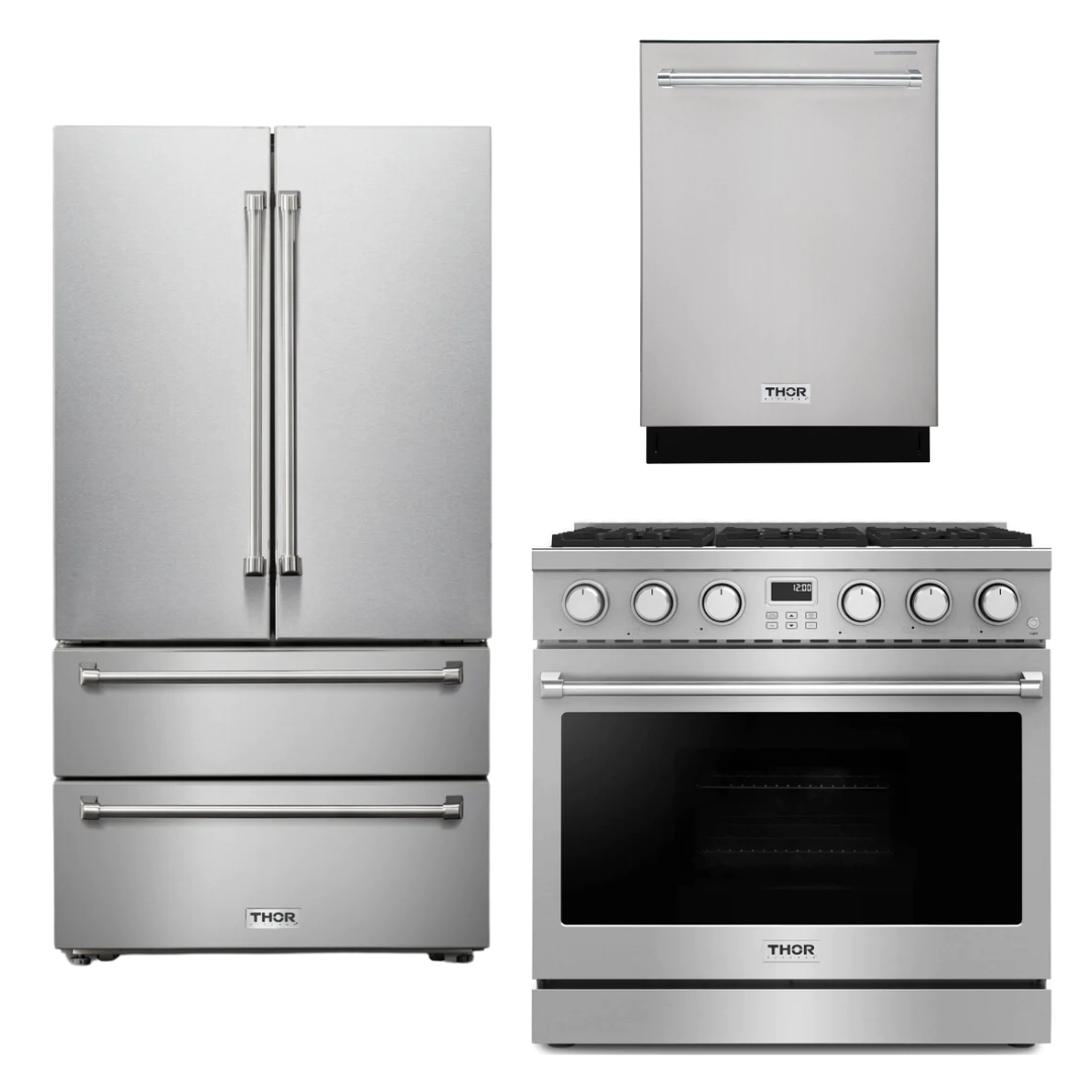 THOR Kitchen Package - 36" Gas Range, Refrigerator, Dishwasher, AP-ARG36-2