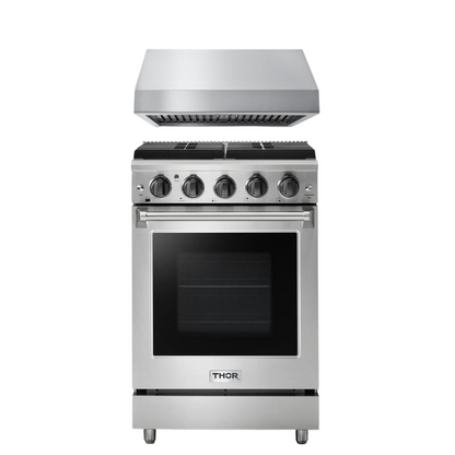 THOR Kitchen Package - 24" Gas Range and Range Hood, AP-LRG2401U