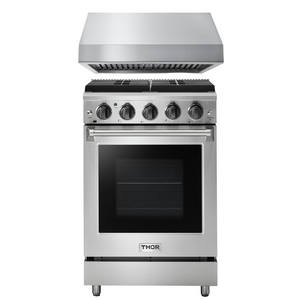 THOR Kitchen Package - 24" Propane Gas Range, Range Hood, AP-LRG2401ULP