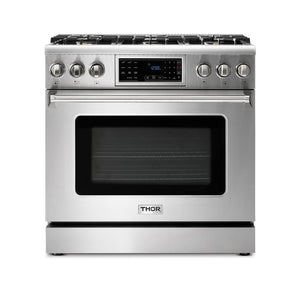 THOR Kitchen Package - 36" Gas Range, Range Hood, Refrigerator, Dishwasher, Wine Cooler, AP-TRG3601-4