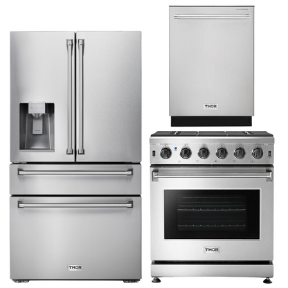 THOR Kitchen 30 in. Propane Gas Range, 36 in. Refrigerator with Water and Ice Dispenser, 24 in. Dishwasher, AP-LRG3001ULP-9