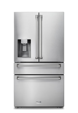 THOR Kitchen Package - 30" Gas Range, Range Hood, Refrigerator with Water and Ice Dispenser, Dishwasher, AP-TRG3001-10